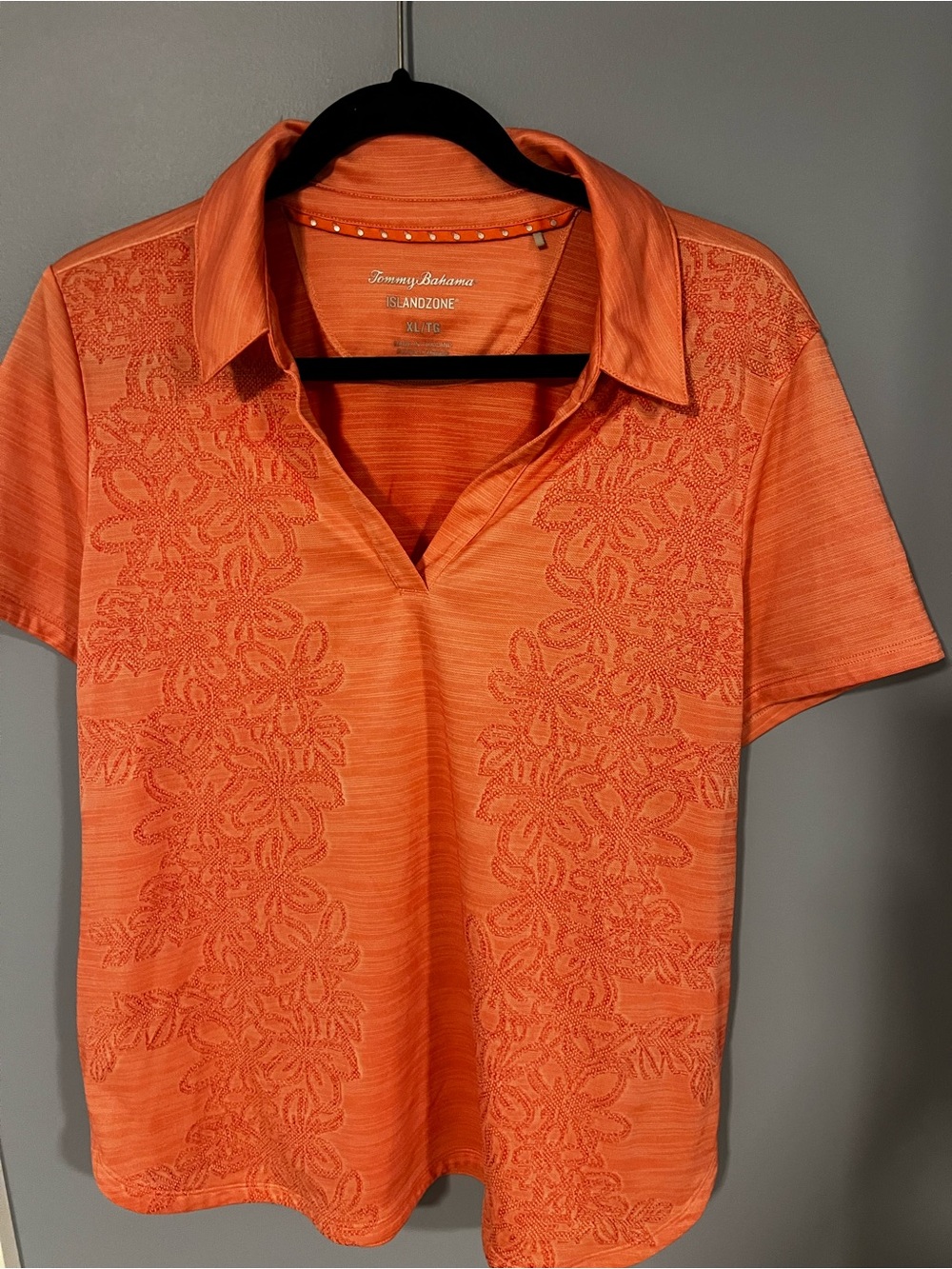 Tommy Bahama Orange Embroidered Short Sleeve Polo